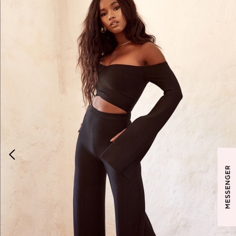 Black Bandage Flare Trousers